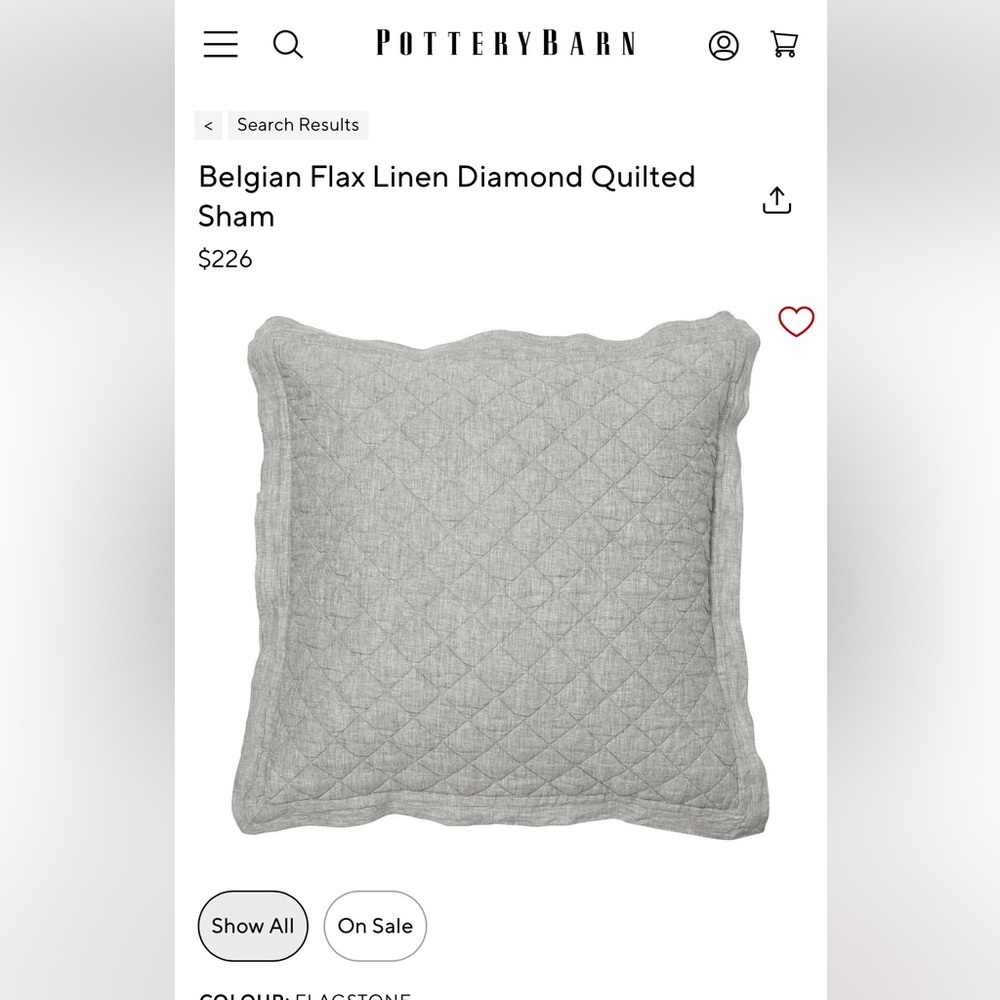 Pottery barn euro Belgian flax linen diamond sham pillow cover